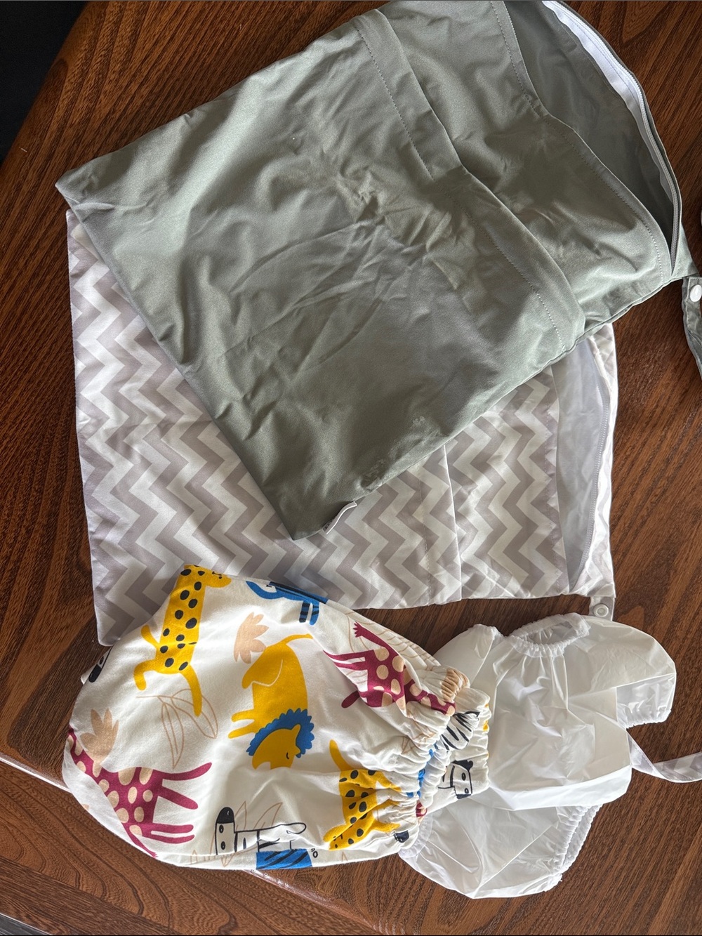 Kids Waterproof pants & Accessory Set in gray and Multi-Animal Print